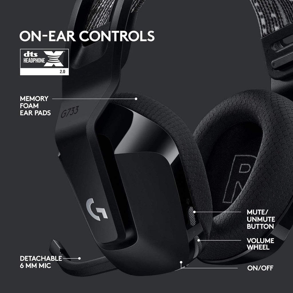 Logitech G733 Lightspeed Gaming Headset - Wireless / RGB / Black