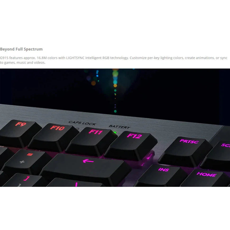 Logitech G915 LIGHTSPEED Mechanical Gaming Keyboard - Wireless / RGB / Clicky