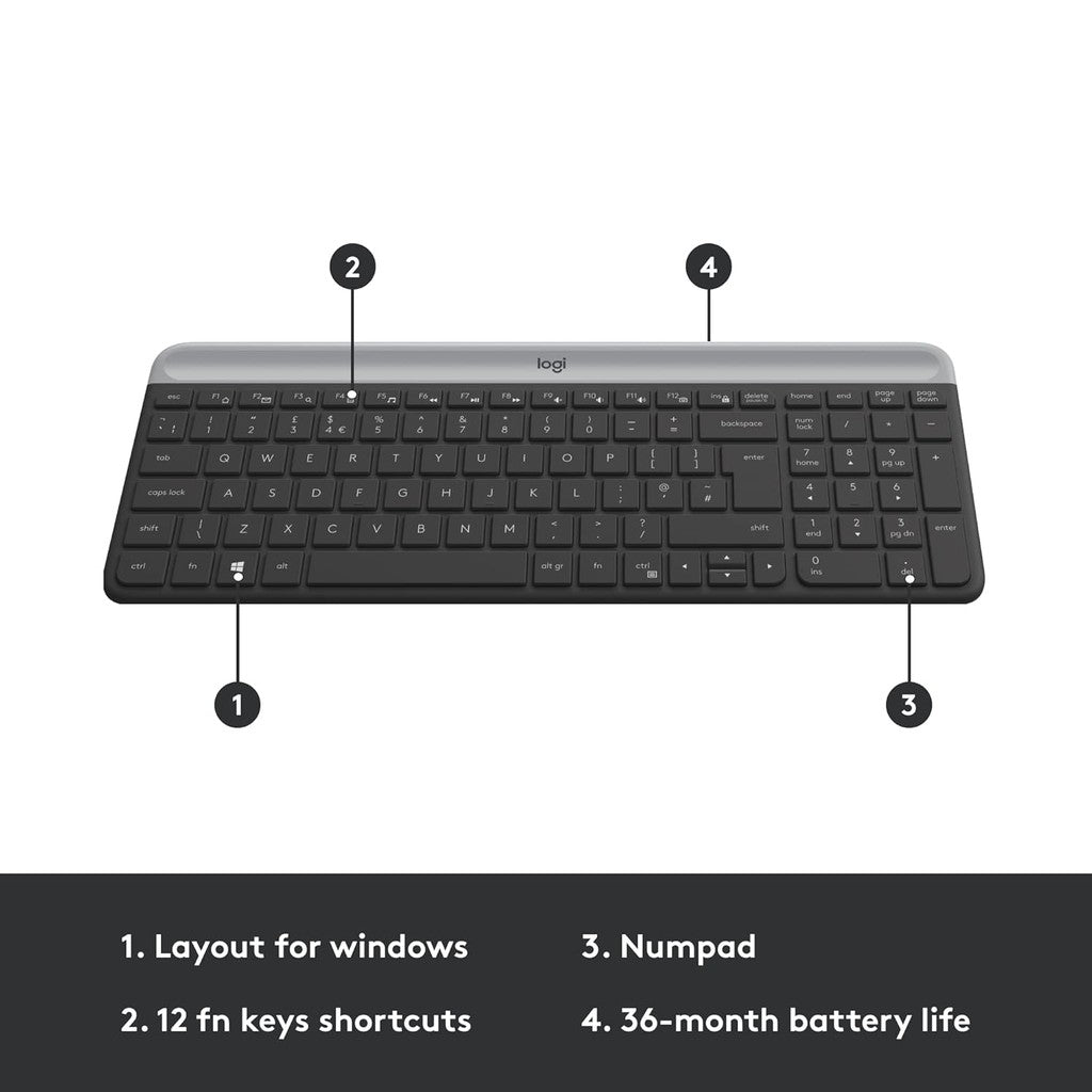 Logitech MK470 Slim Wireless Keyboard/Mouse Combo - Arb/Eng