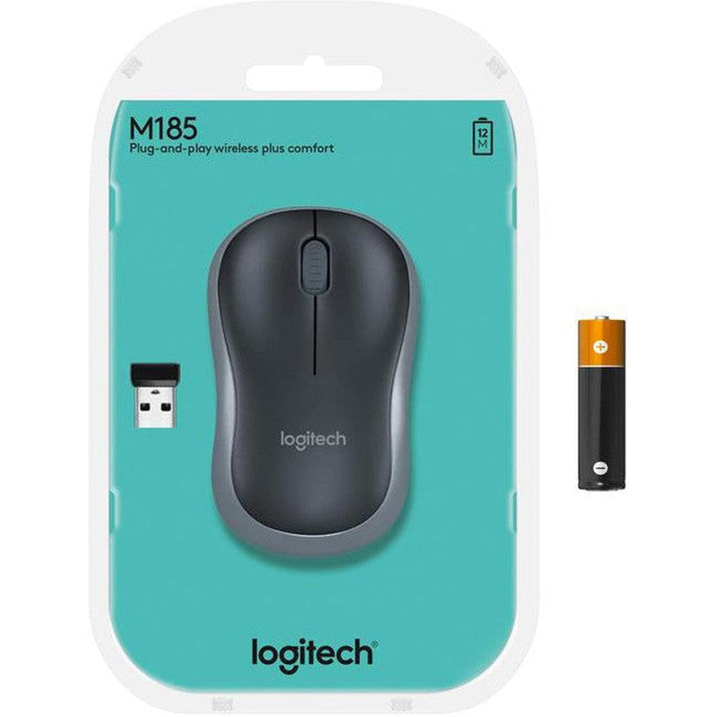 Logitech Mouse M185 Wireless Nano - Black and Grey