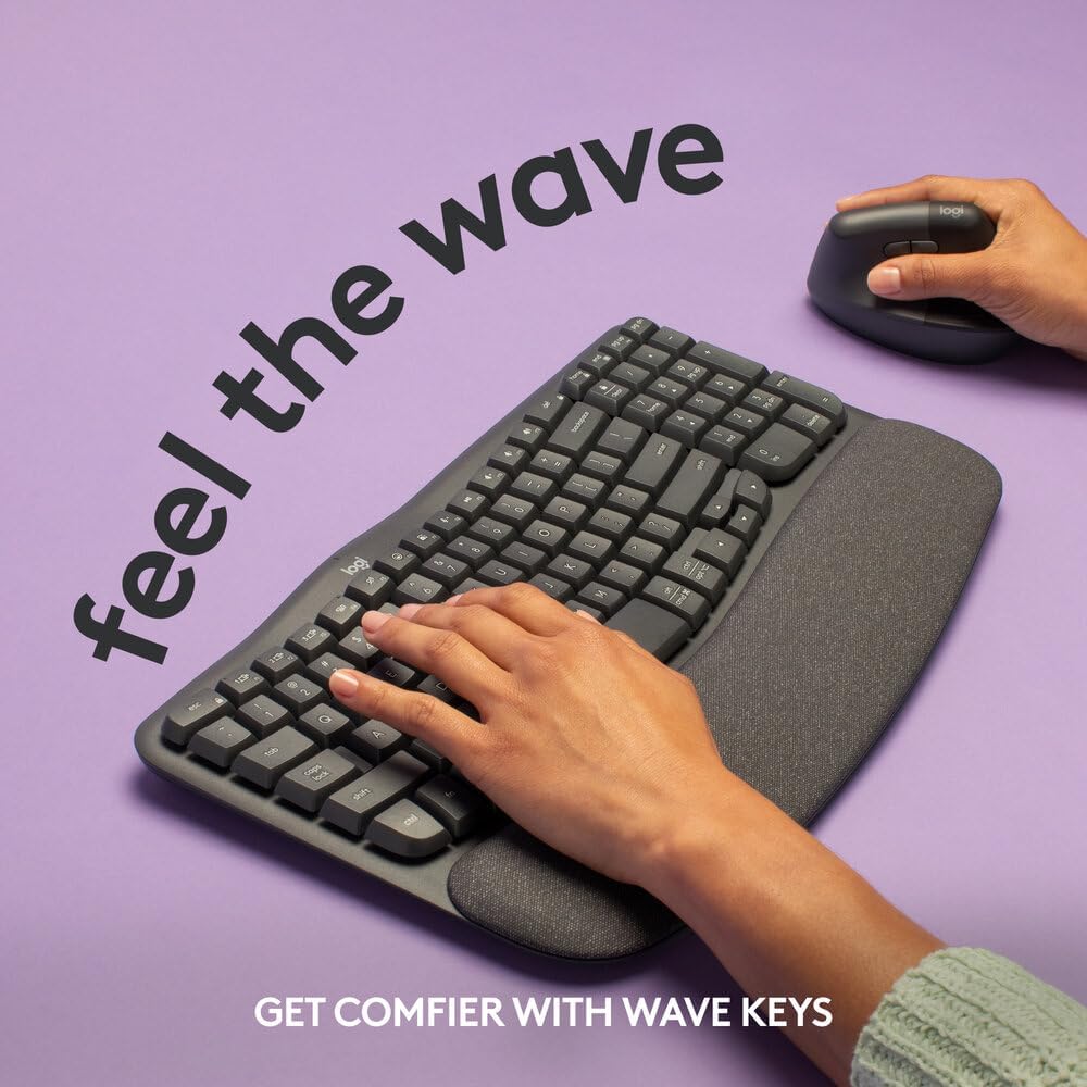 Logitech Wave Bluetooth Ergonomic keyboard - Graphite - Arb/Eng