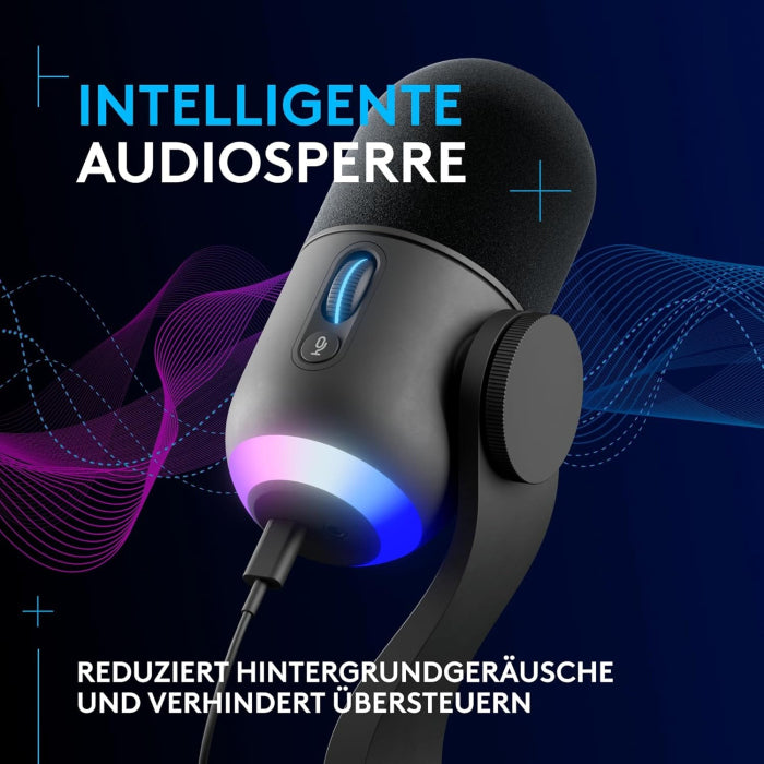 Logitech Yeti GX Dynamic RGB Gaming Mic With LightSync, Blue Voice, Blue Sound Certified, Removable Desktop Stand - Black