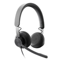 Logitech Zone Wired Teams USB Headset Features Premium Audio Drivers and Advanced Noise-Canceling Mic Technology - Grey