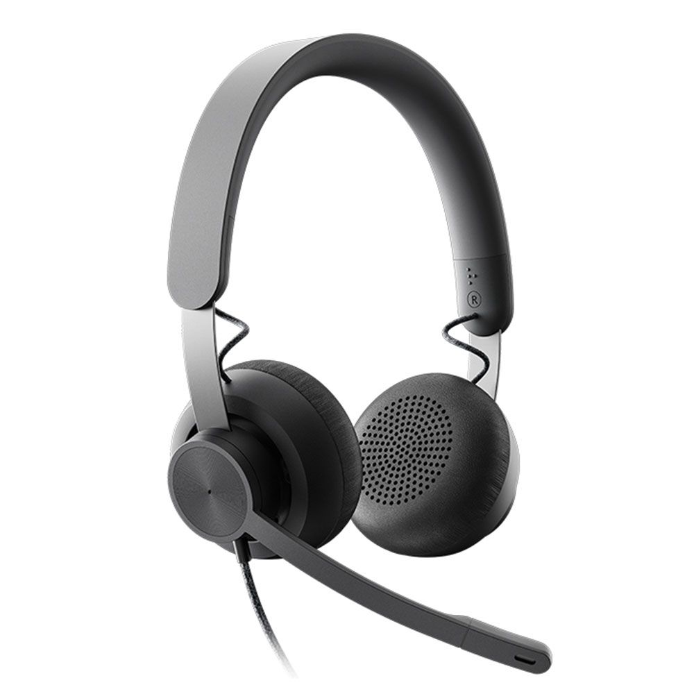Logitech Zone Wired Teams USB Headset Features Premium Audio Drivers and Advanced Noise-Canceling Mic Technology - Grey