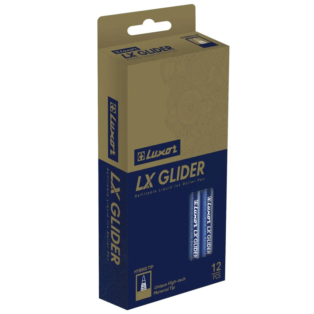 Luxor- Glider 12 Black Color Refillable Liquid Ink Roller Pen
