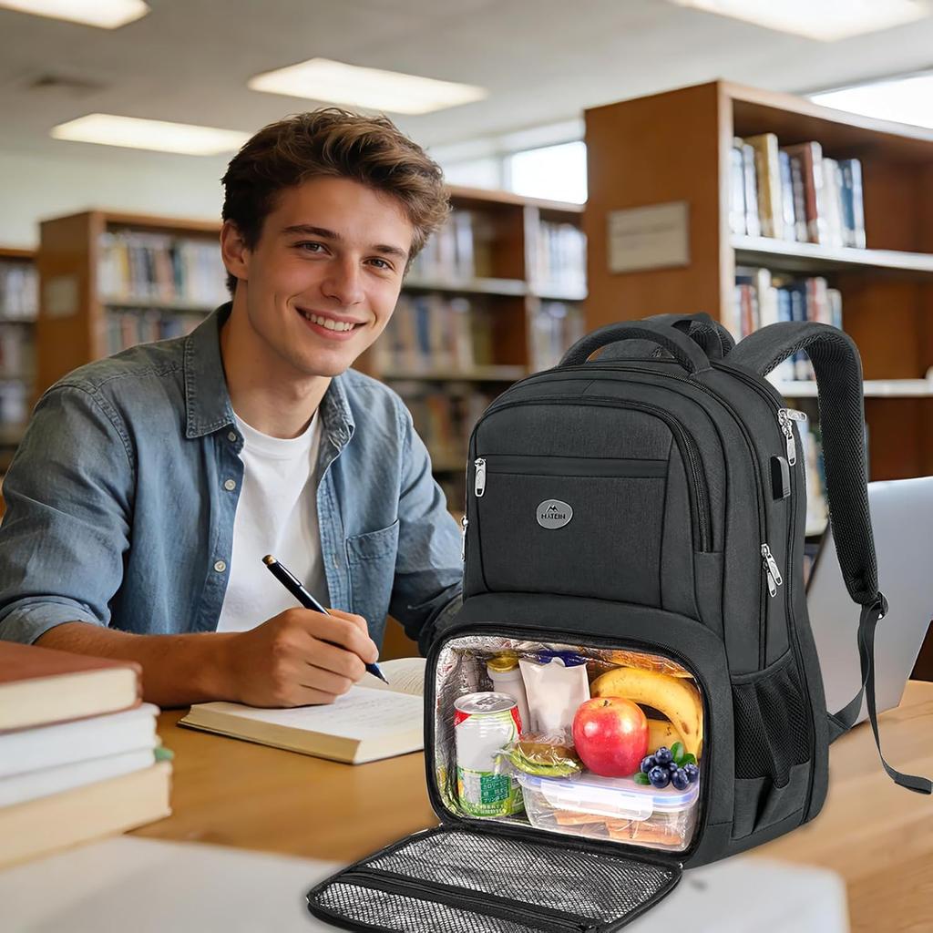 MATEIN 17 Inch Laptop Backpack TSA Large Travel Backpack with Lunch Box Backpack for Men Women
