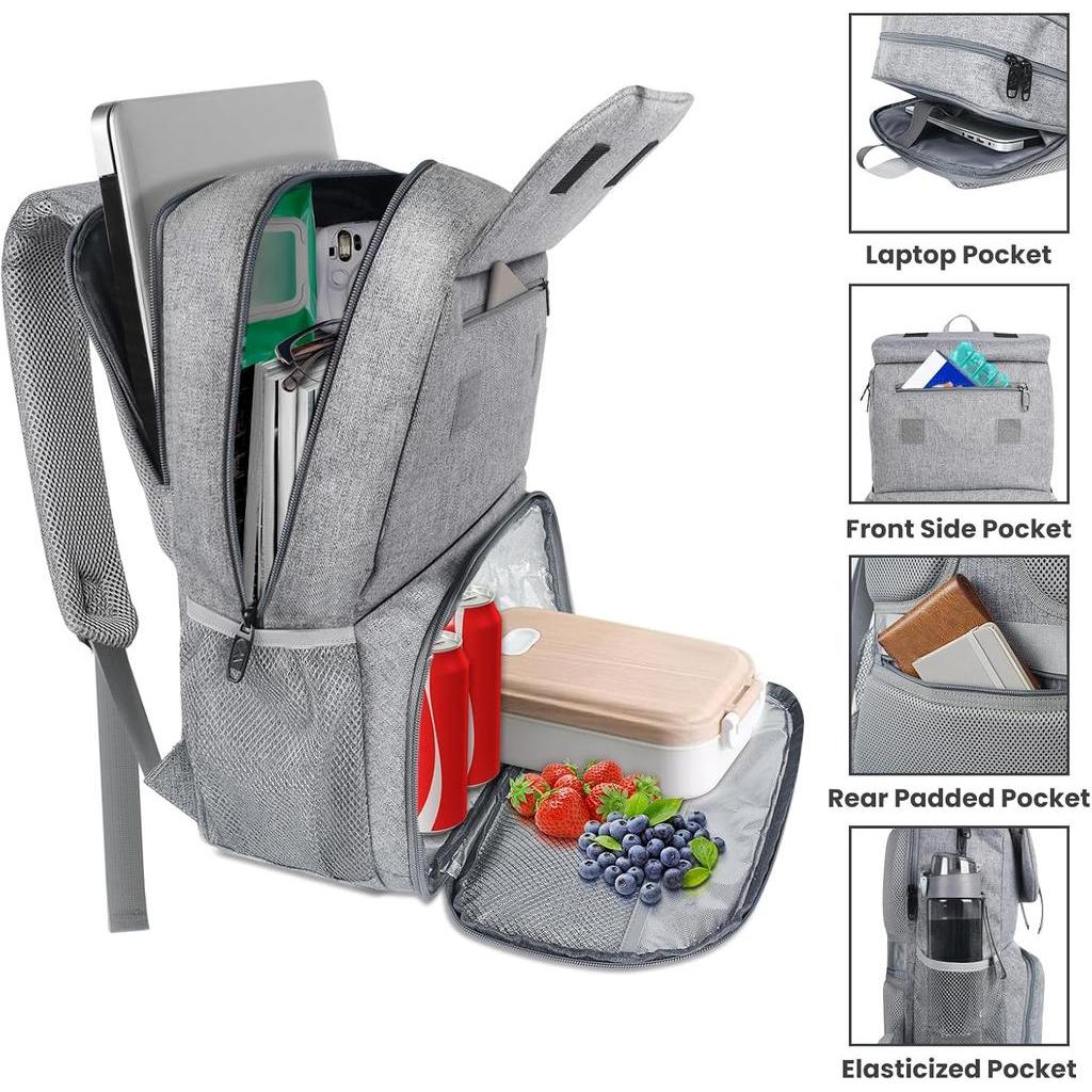 MATEIN Backpack Lunch Bag for Women Water Resistant Travel Computer Bag Built In Lunch Box