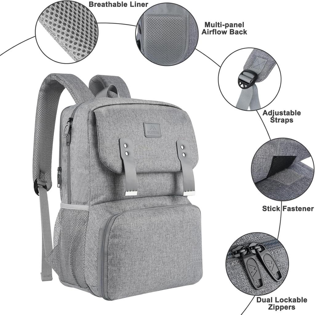 MATEIN Backpack Lunch Bag for Women Water Resistant Travel Computer Bag Built In Lunch Box