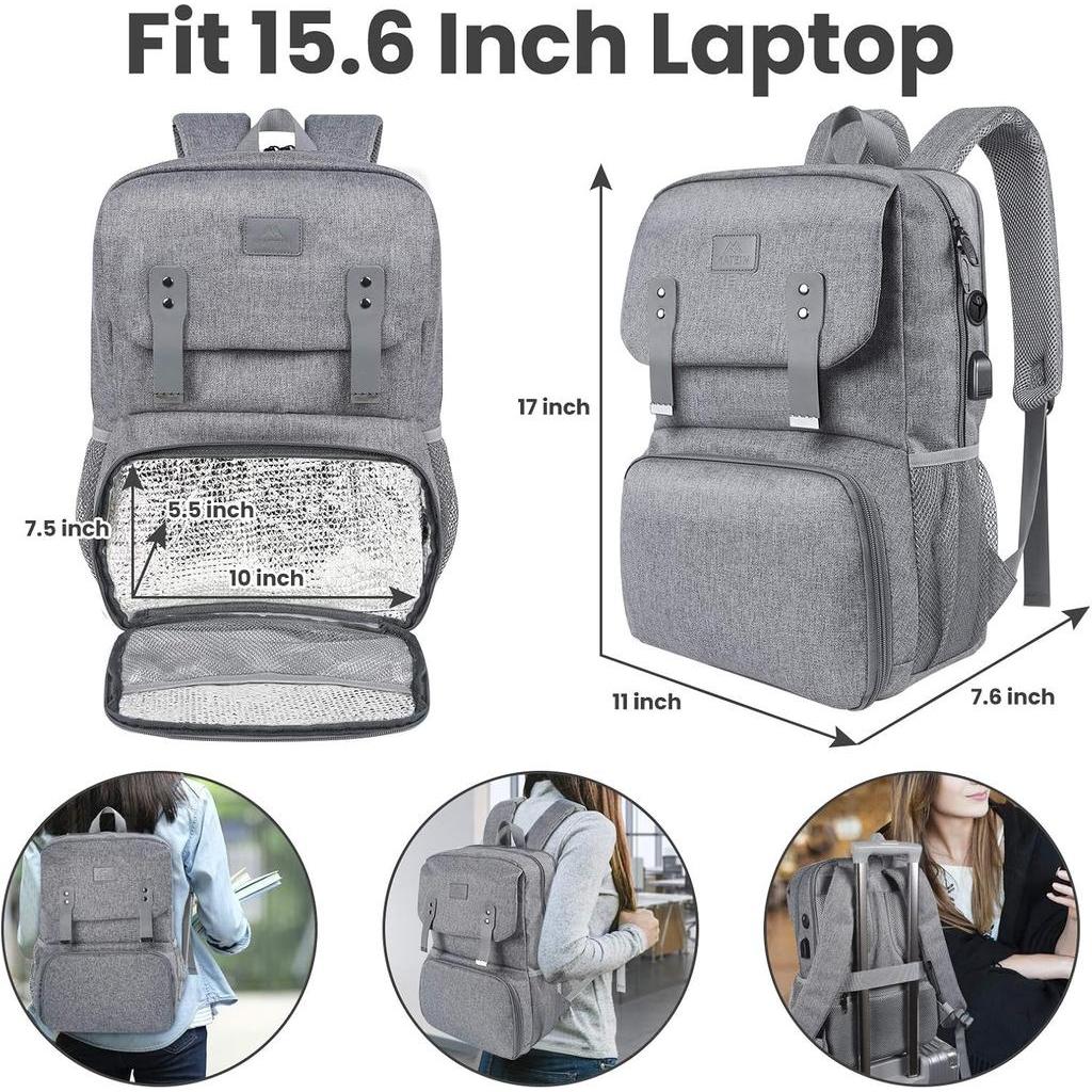 MATEIN Backpack Lunch Bag for Women Water Resistant Travel Computer Bag Built In Lunch Box