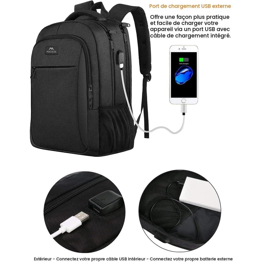 MATEIN Business Laptop Backpack 15.6 Inch Travel Laptop Bag Rucksack with USB Charging