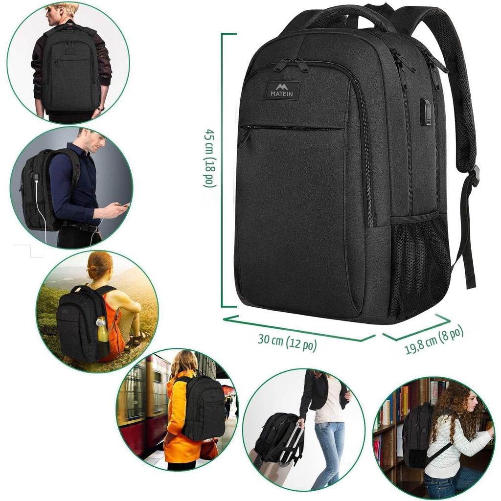 MATEIN Business Laptop Backpack 15.6 Inch Travel Laptop Bag Rucksack with USB Charging
