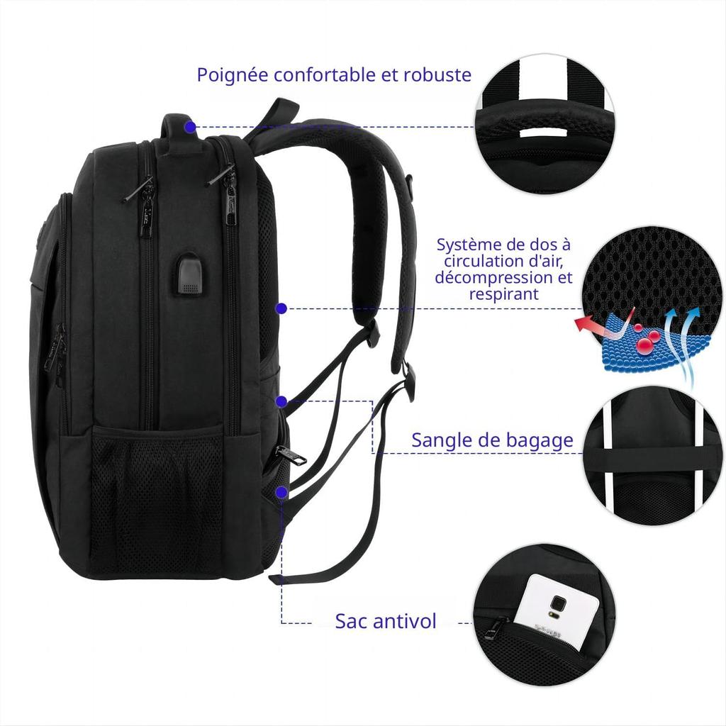 MATEIN Business Laptop Backpack 15.6 Inch Travel Laptop Bag Rucksack with USB Charging