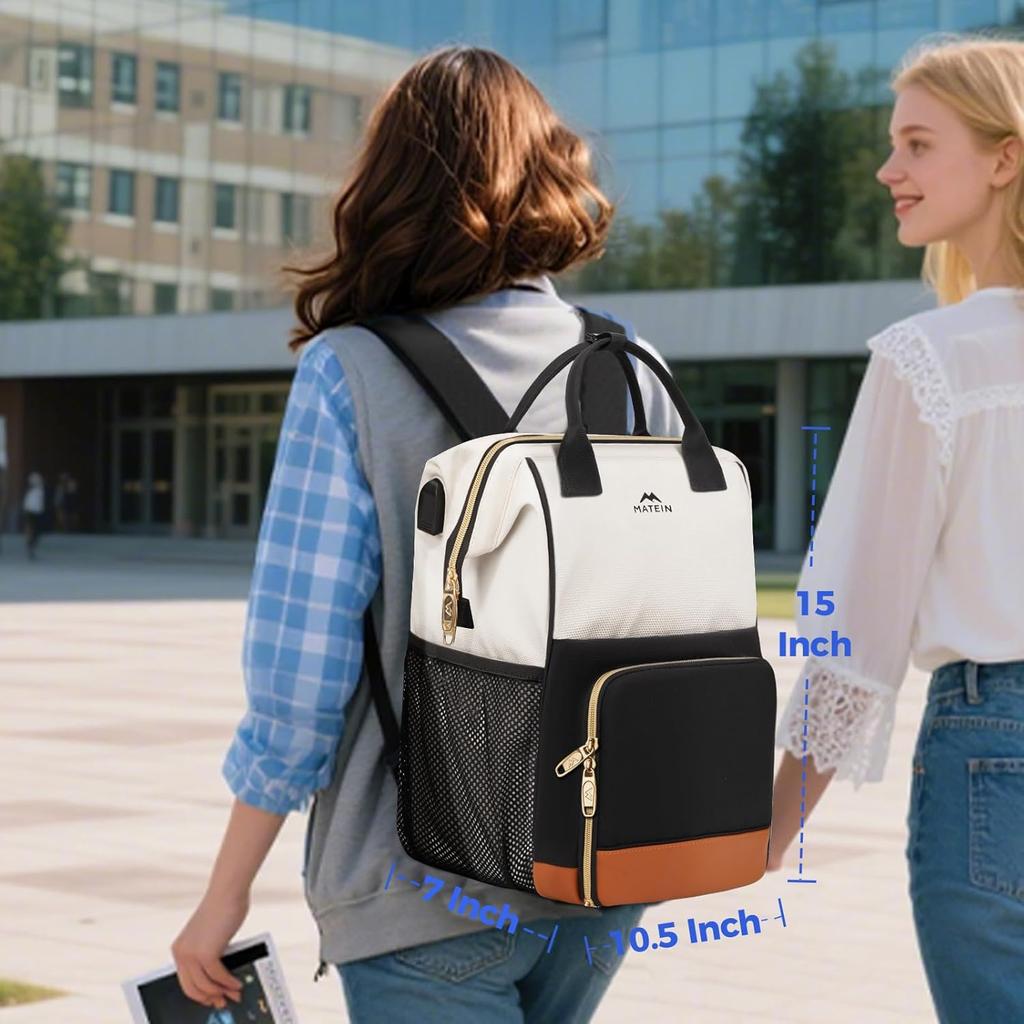 MATEIN Insulated Lunch Backpack for Women Laptop Backpack with USB Charging Port Water-Resistant Computer Backpacks