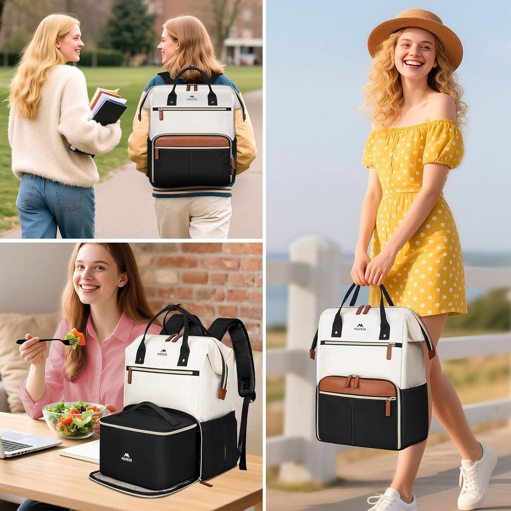 MATEIN Laptop Backpack Women's Insulated Cooler Bag, Backpack with Cooling Compartment Waterproof Anti Theft