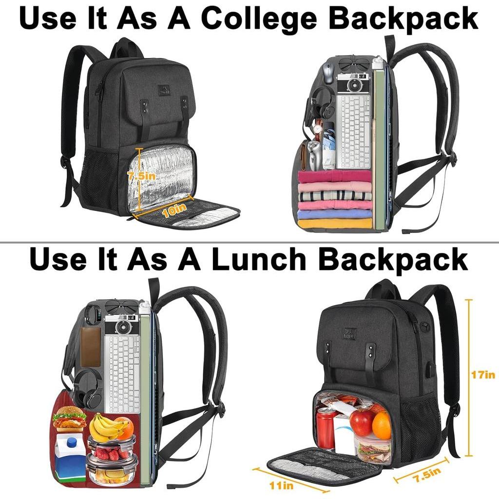 MATEIN Lunch Backpack for Men Insulated Work Backpack with Lunch Compartment USB Charging Port