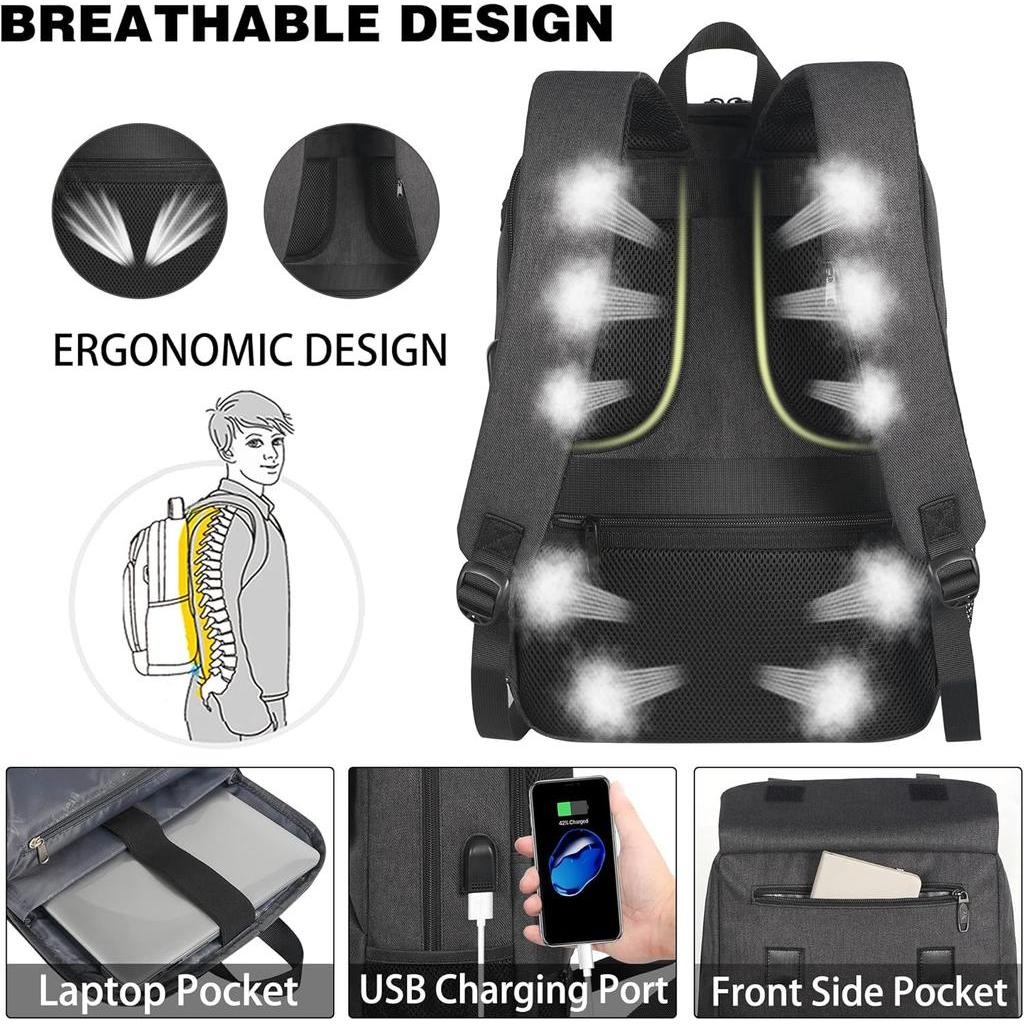 MATEIN Lunch Backpack for Men Insulated Work Backpack with Lunch Compartment USB Charging Port