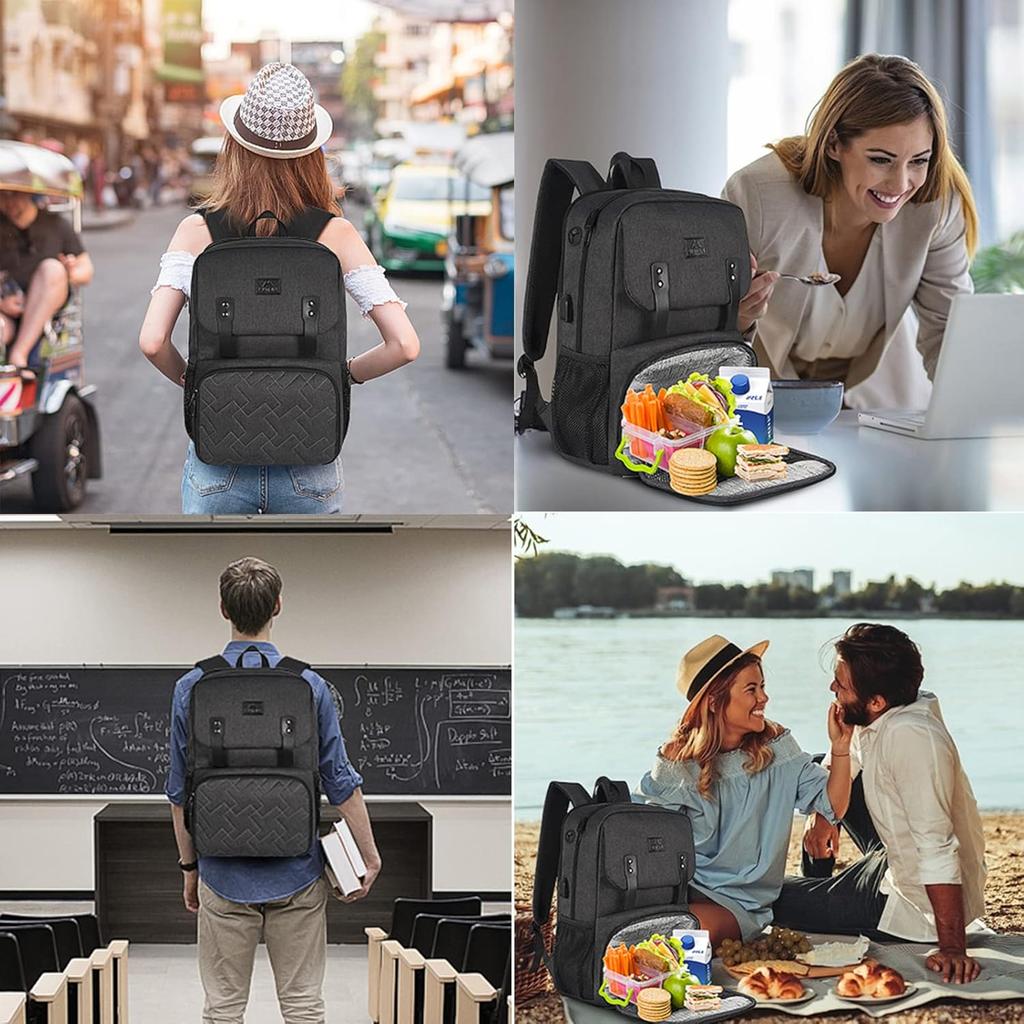 MATEIN Lunch Backpack for Men Insulated Work Backpack with Lunch Compartment USB Charging Port