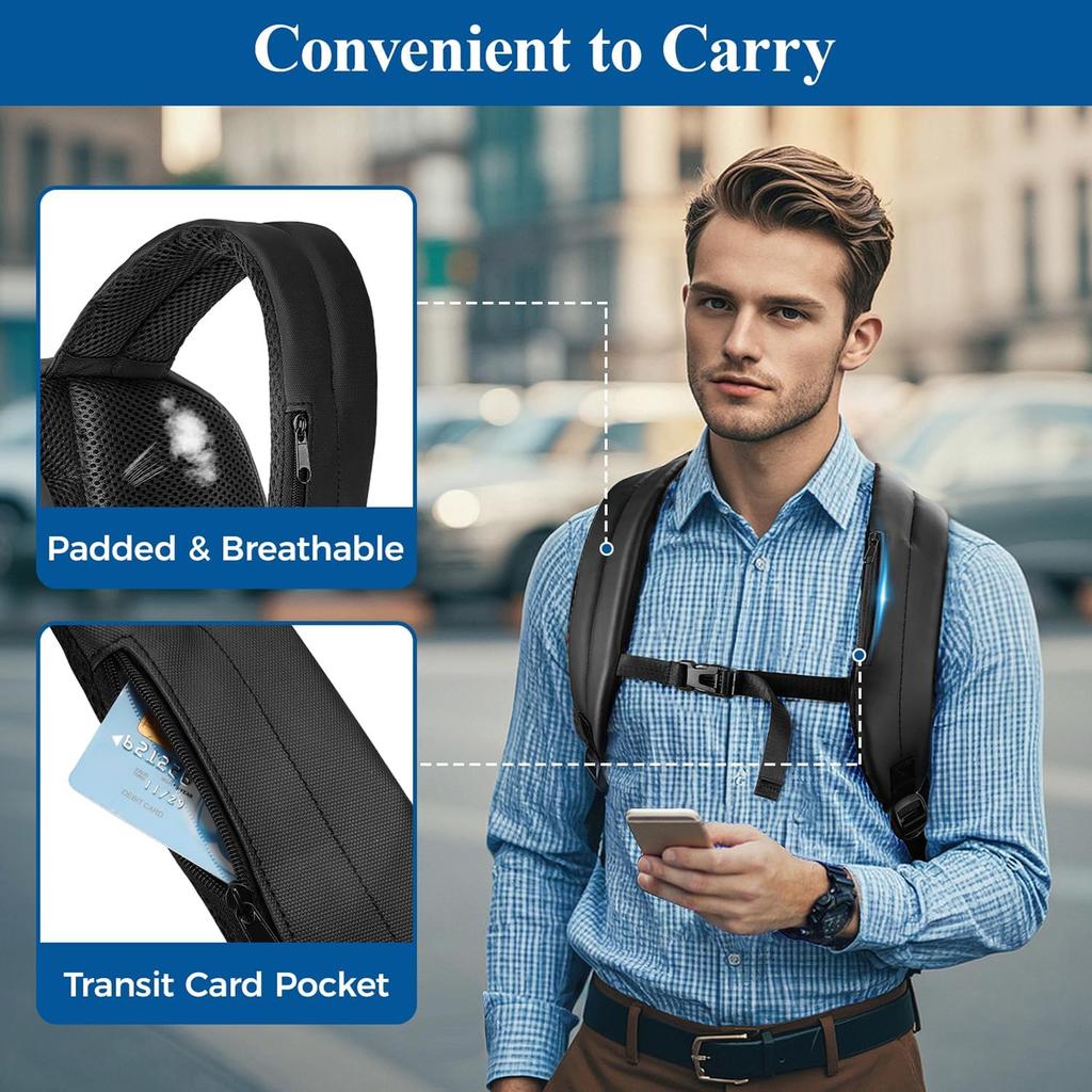 MATEIN Lunch Backpack for Men, Waterproof PU-coated Lunch Compartment With USB Port