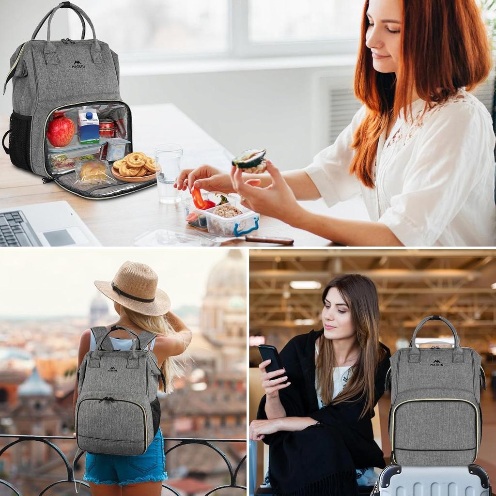 MATEIN Lunch Backpack for Women 15.6 Inch Laptop Backpack with Lunch Compartment