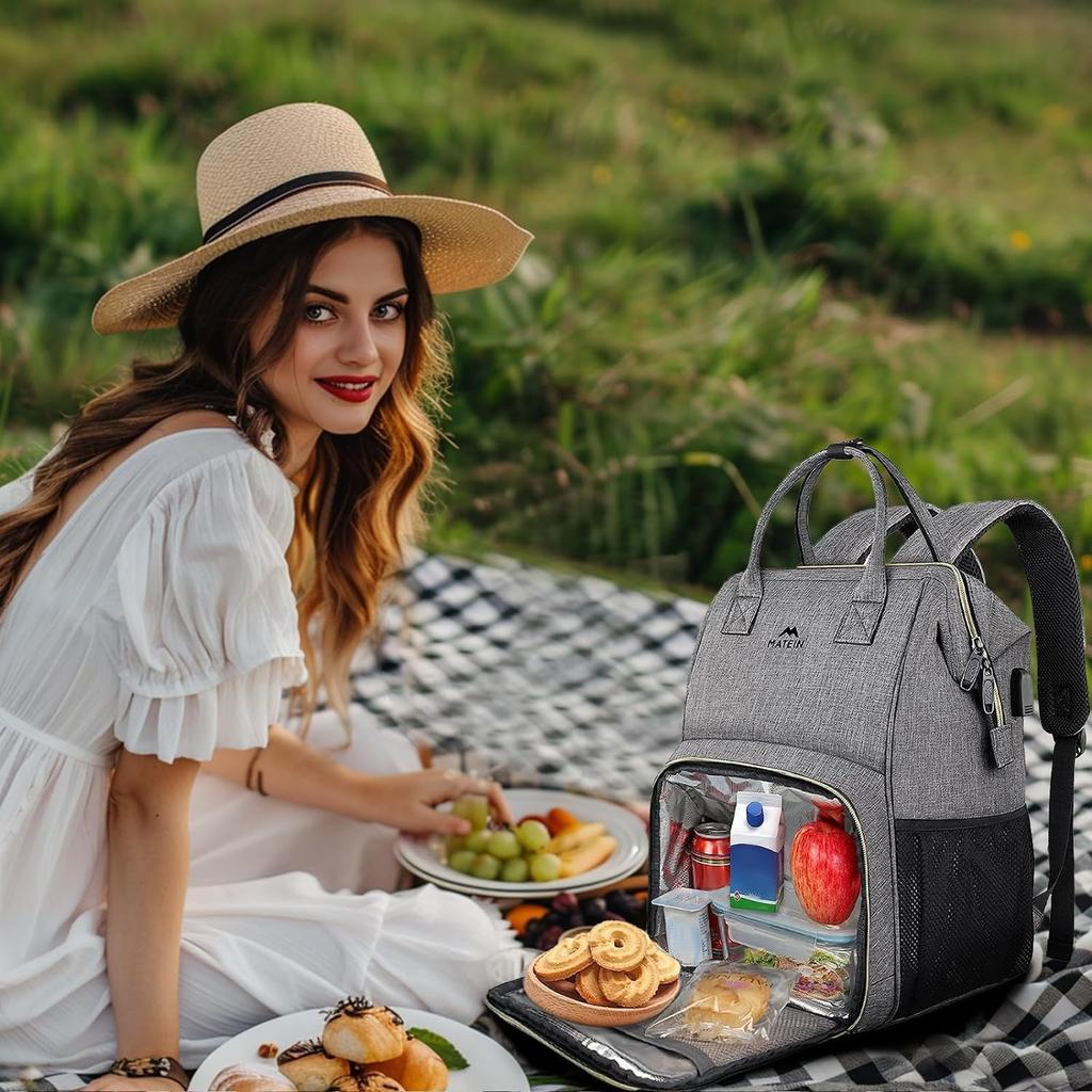 MATEIN Lunch Backpack for Women 15.6 Inch Laptop Backpack with Lunch Compartment