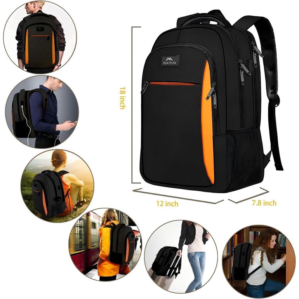 MATEIN Travel Laptop Backpack Work Bag Lightweight Laptop Bag with USB Charging Port Anti Theft Business Backpack