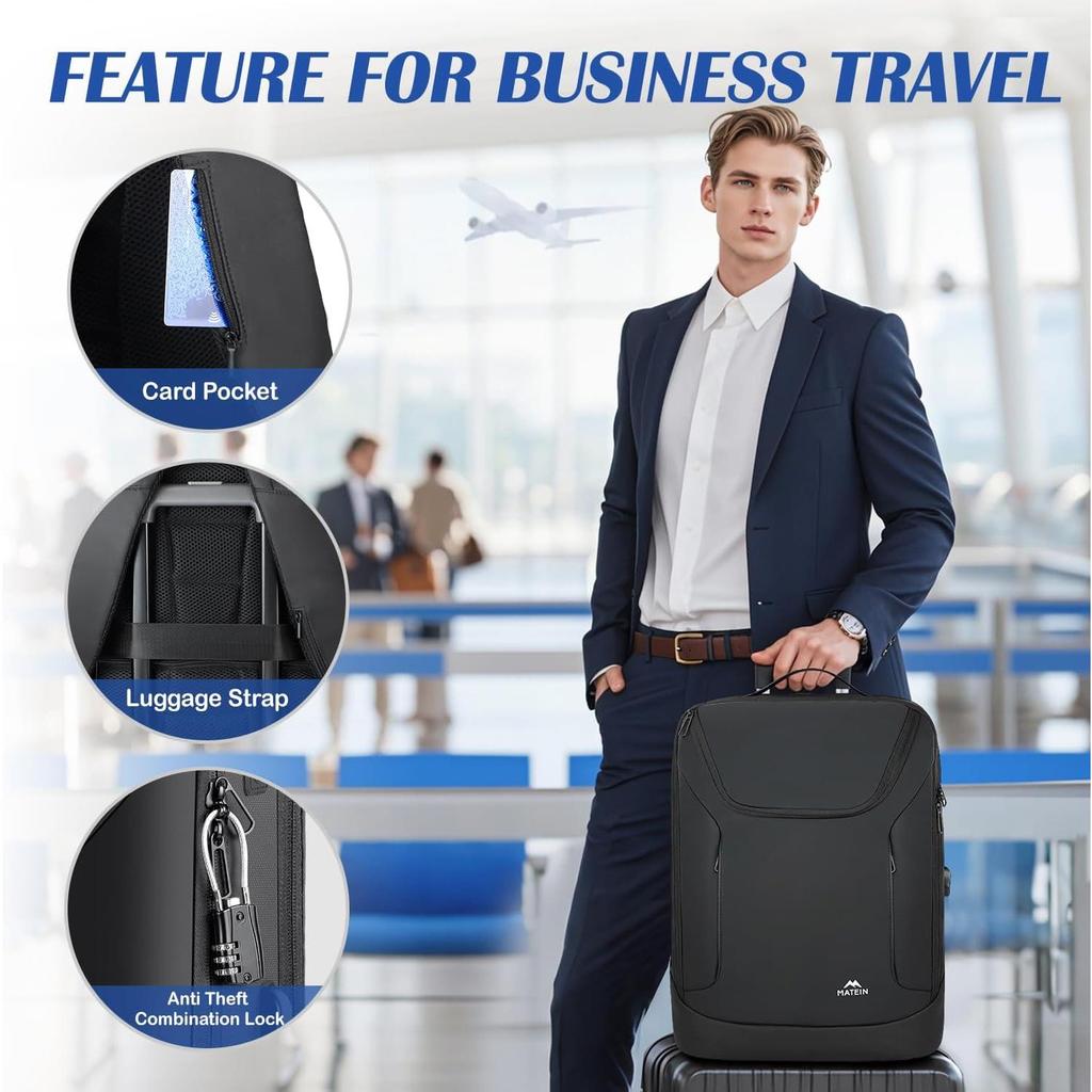 MATEIN Waterproof Laptop Backpack 17 Inch Anti Theft Business Backpack with Lock & USB Charging Port