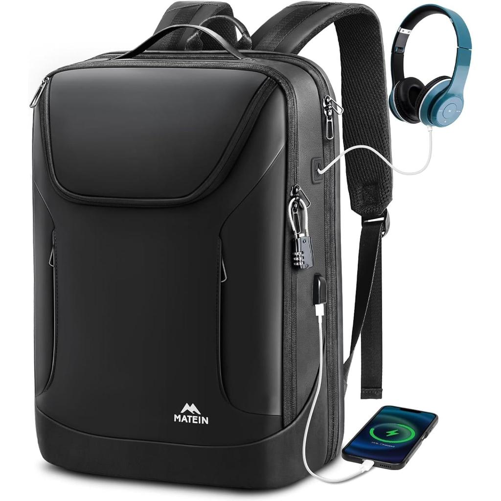 MATEIN Waterproof Laptop Backpack 17 Inch Anti Theft Business Backpack with Lock & USB Charging Port