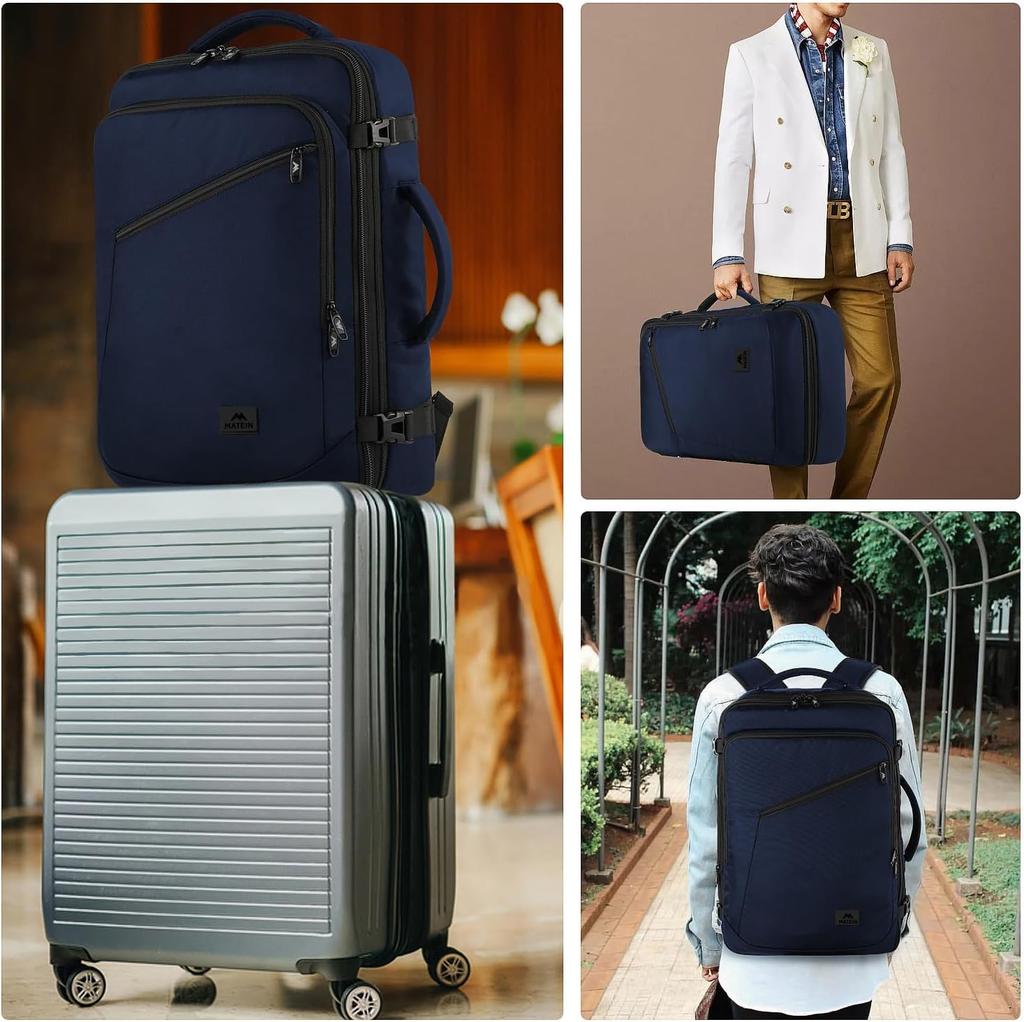 MATEIN Weekender Backpack Large Capacity Travelling Suitcase with Strap for Clothes International Travel Blue