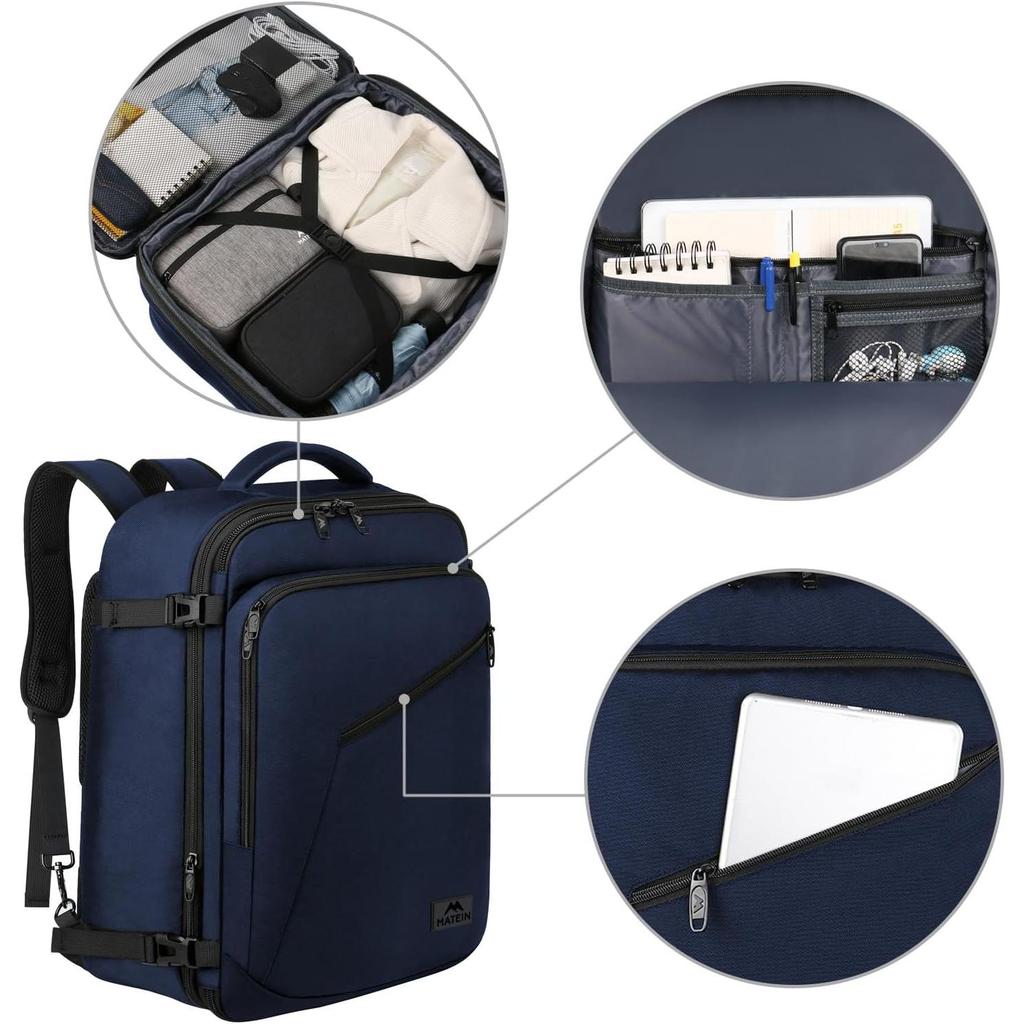 MATEIN Weekender Backpack Large Capacity Travelling Suitcase with Strap for Clothes International Travel Blue
