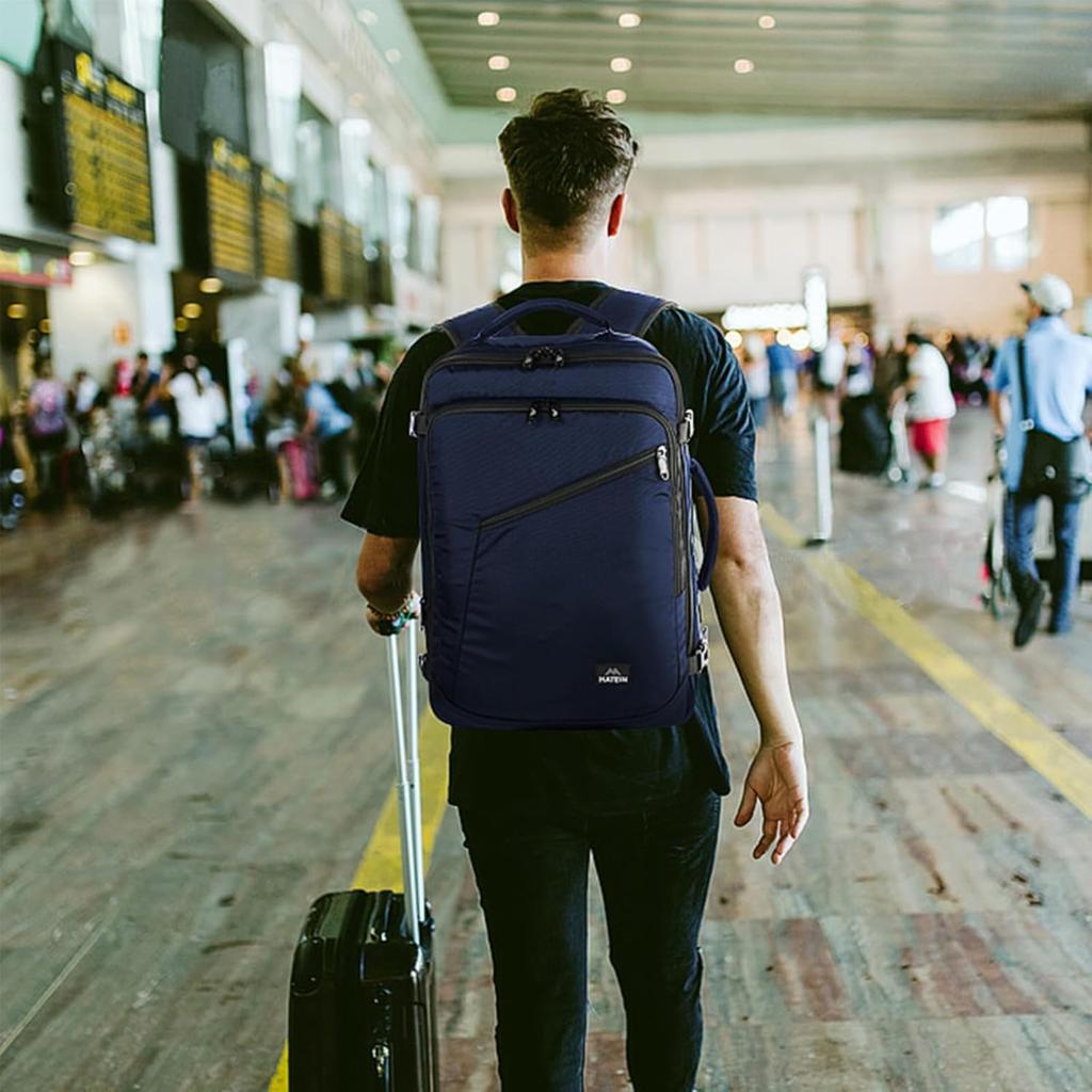 MATEIN Weekender Backpack Large Capacity Travelling Suitcase with Strap for Clothes International Travel Blue