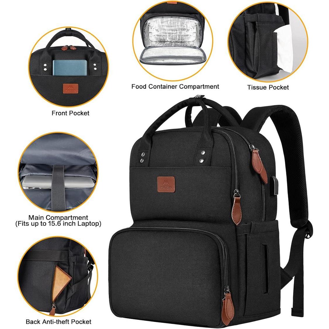 MATEIN Work Backpack for Women Insulated Cooler Backpacks with Lunch Box 15.6 Inch Laptop Backpack