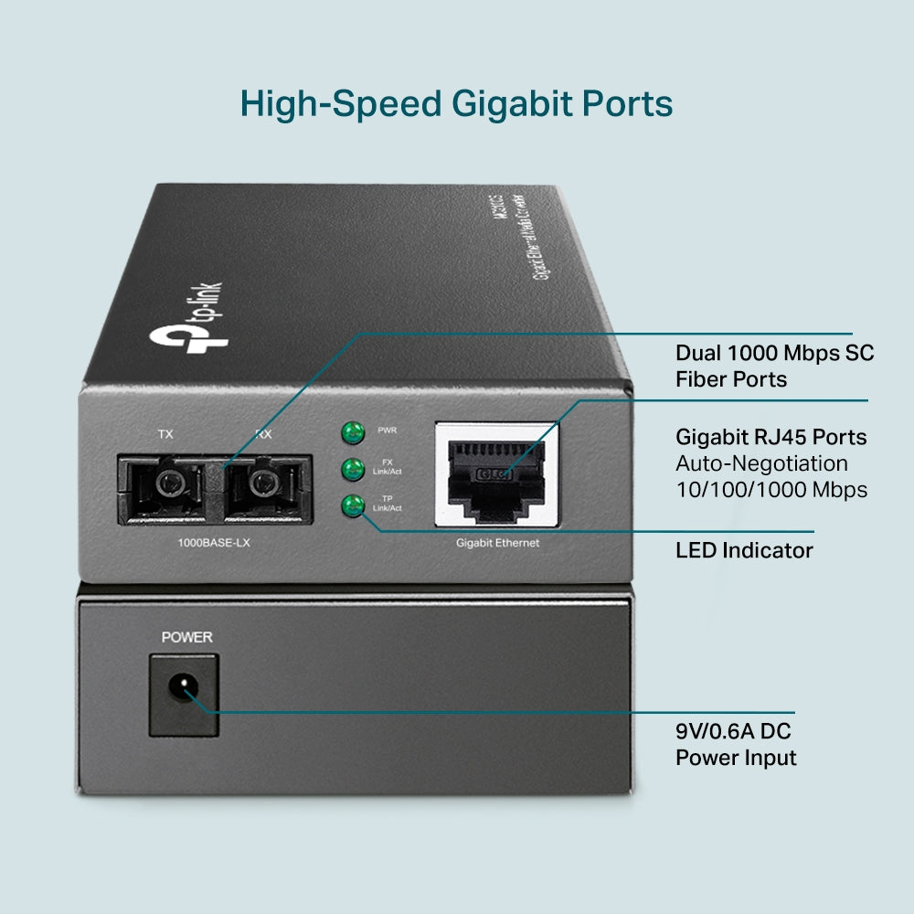 TP-Link (MC210CS) Gigabit Single-Mode Media Converter - UPC / LAN