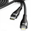 MOXOM 100W 2 In 1 Multi Charging Fast Charger Data Cable Nylon Braided Type-C to Type-C Lightning Data Cable - Black