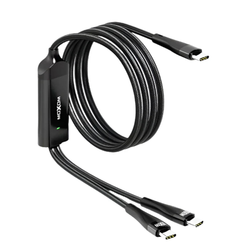 MOXOM 2023 Hot Selling 2 in1 usb-c 100w Pd Charging Data Cable LED Display Type C Charging for USB C Laptop