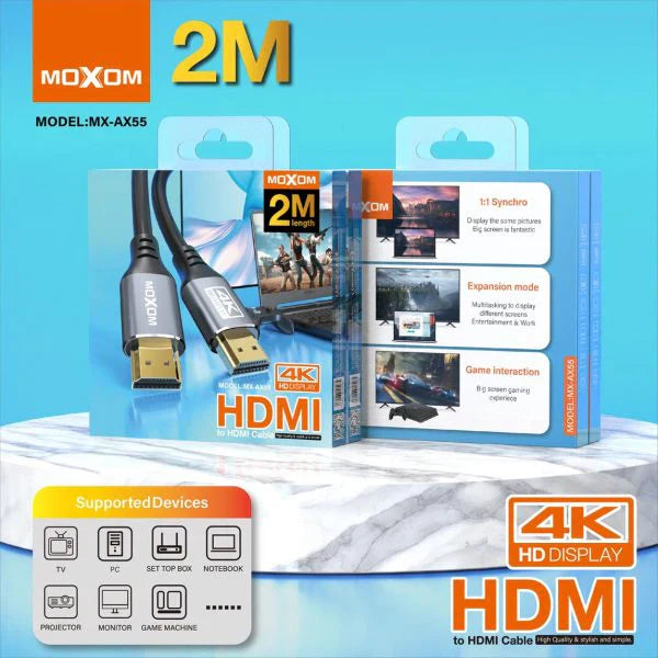 MOXOM HDMI To HDMI 2.0 Cable Support 4K HD Display TV Projector Monitor Game Machine Universal 2 Meter