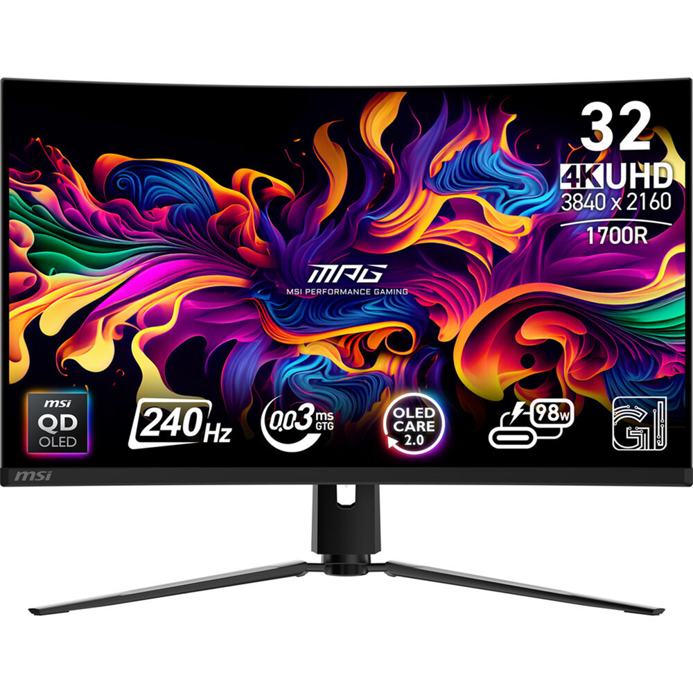 MSI 32″ MPG 321CURX QD-OLED Curved 4K 240Hz 0.03ms HDR400 HDMI 2.1 USB-C 98W Gaming Monitor