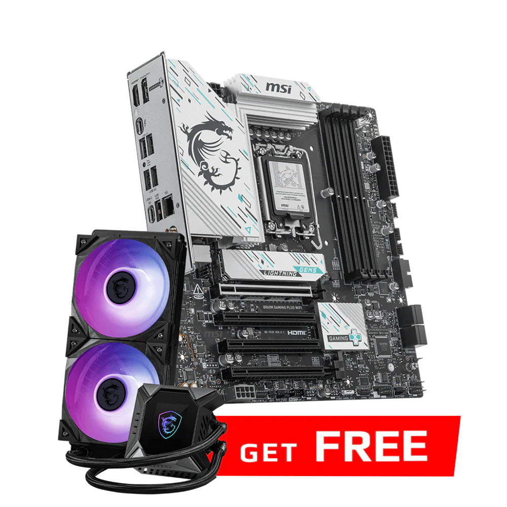 MSI B860M GAMING PLUS WIFI DDR5 Motherboard - Black + MSI MPG Coreliquid K240 ARGB CPU Liquid Cooler - Black