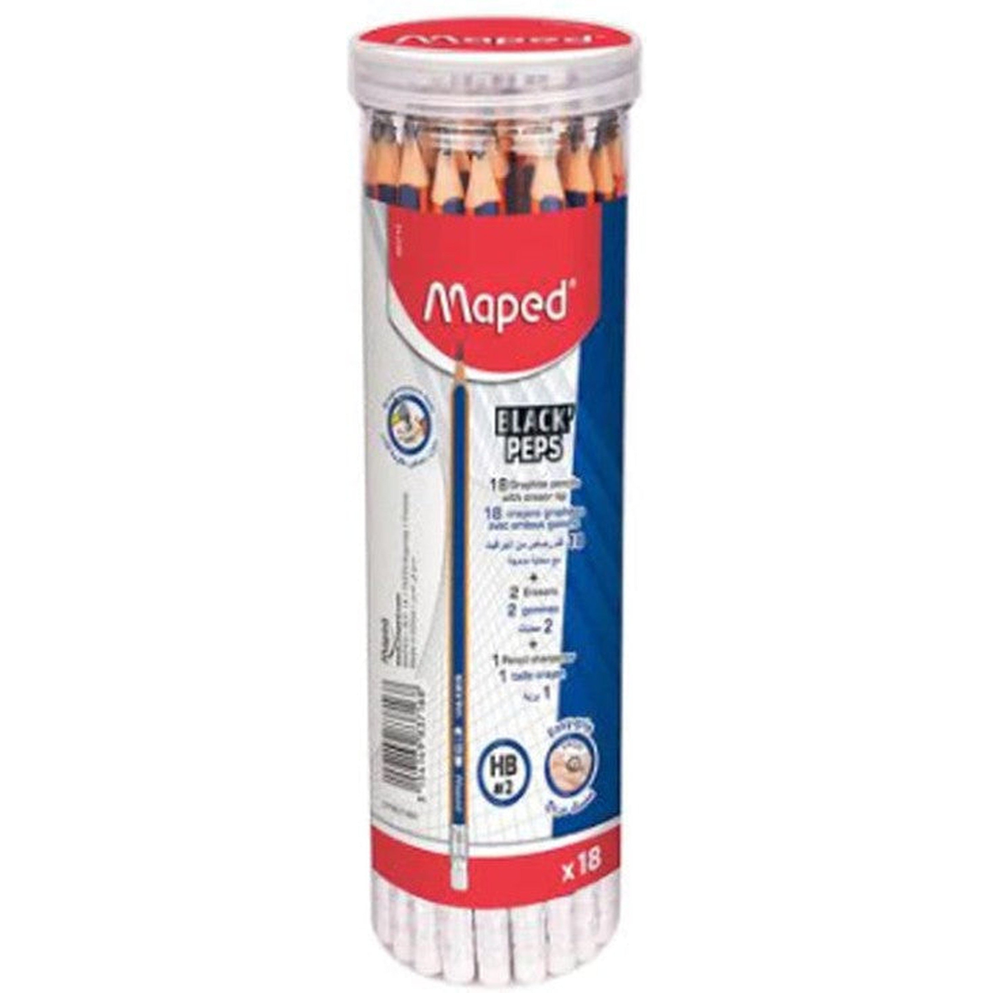 Maped Black Peps Tube + Sharpener + Eraser