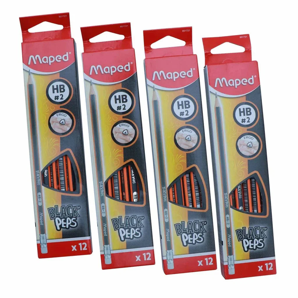 Maped Black'Peps Triangular HB Pencils 4x12's