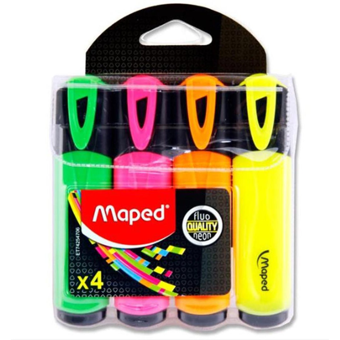 Maped Fluo Quality Neon Highlighters Markers Ergo 4 Pack