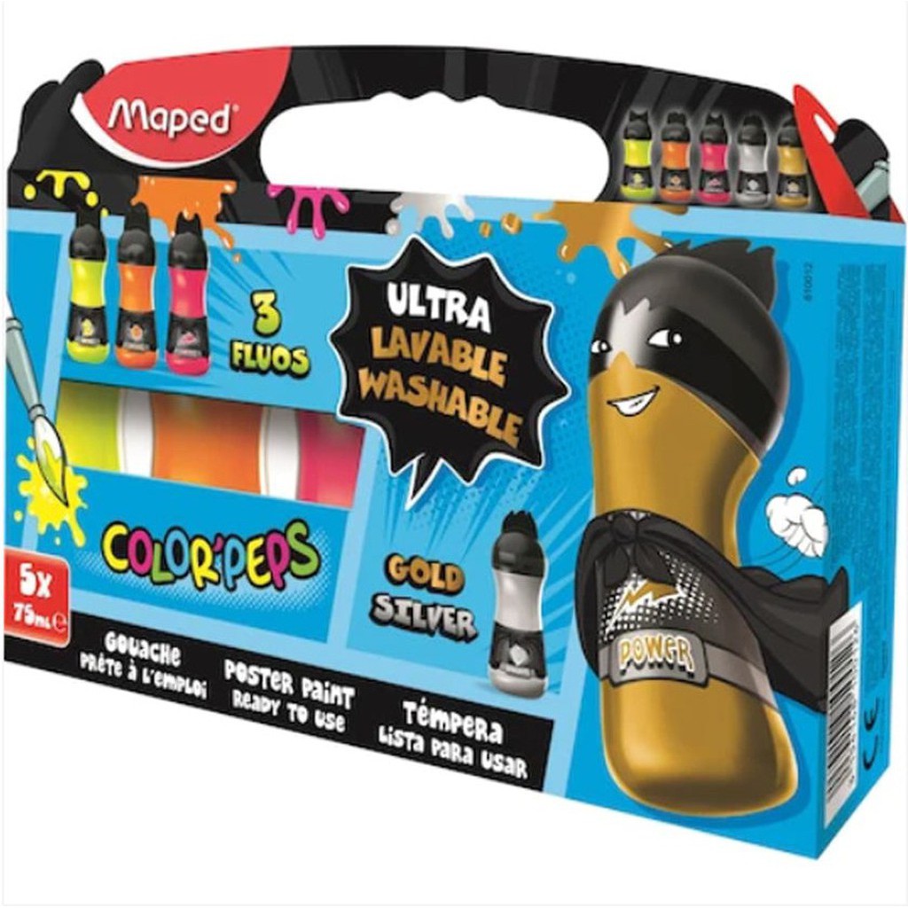 Maped Gouache Paint 5 Colors Gold Silver