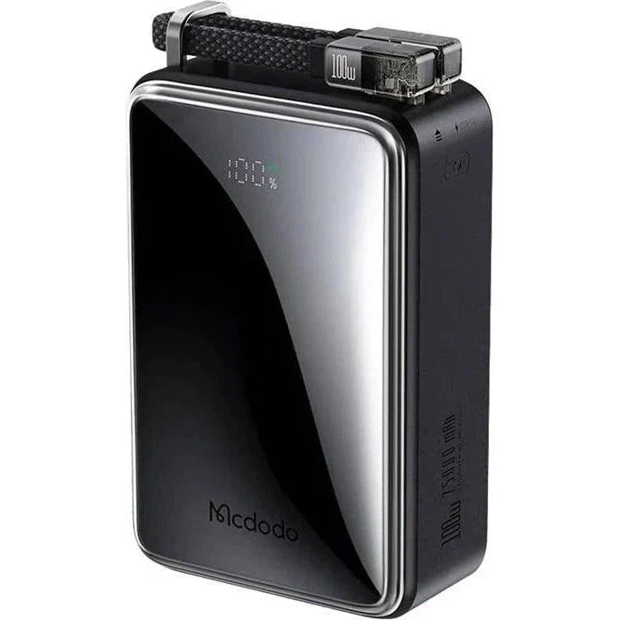 Mcdodo 25000mAh Power Bank with Built-in Cable, 100W Fast Charging & Digital Display