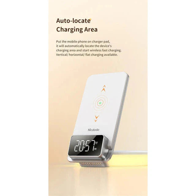 Mcdodo 4-in-1 Desktop Wireless Charger with Alarm & Night Lamp