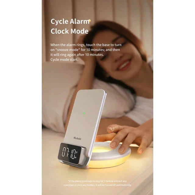 Mcdodo 4-in-1 Desktop Wireless Charger with Alarm & Night Lamp