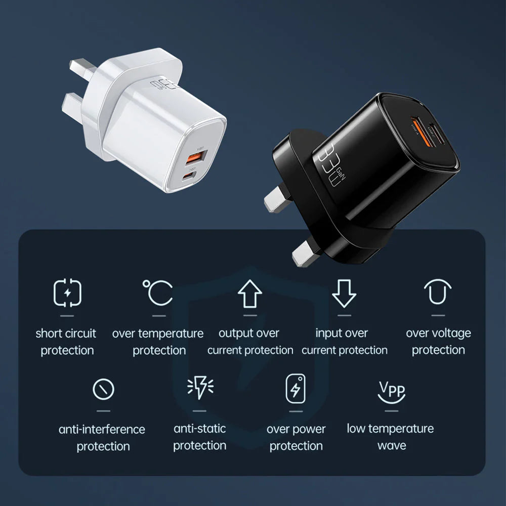 Mcdodo CH-0591 Nano Series 33W PD+QC Dual Port Charger (UK plug)