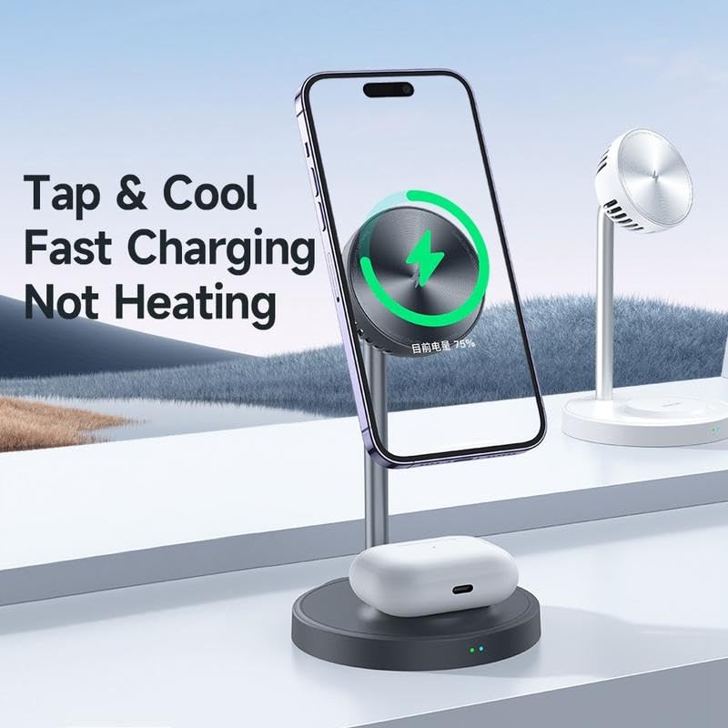 Mcdodo CH-2150 Magnetic 2-in-1 Wireless Charging Stand with Cooling Fan - White