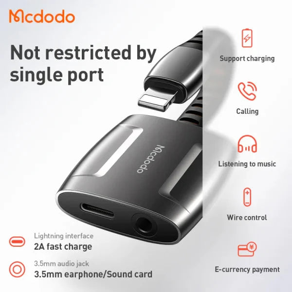 Mcdodo Lightning to Lightning and DC3.5mm cable 0.1m