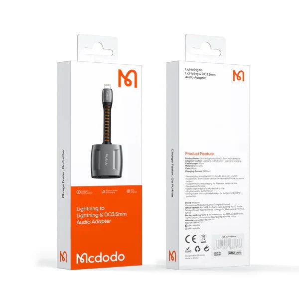 Mcdodo Lightning to Lightning and DC3.5mm cable 0.1m