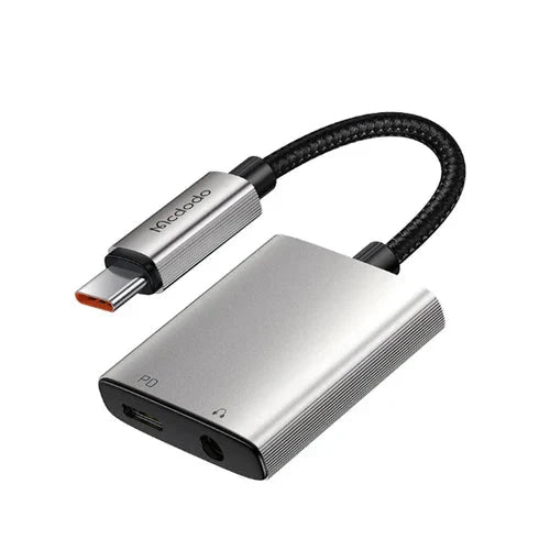 Mcdodo USB C to USB C & AUX 3.5mm Audio Adapter with DAC - Silver
