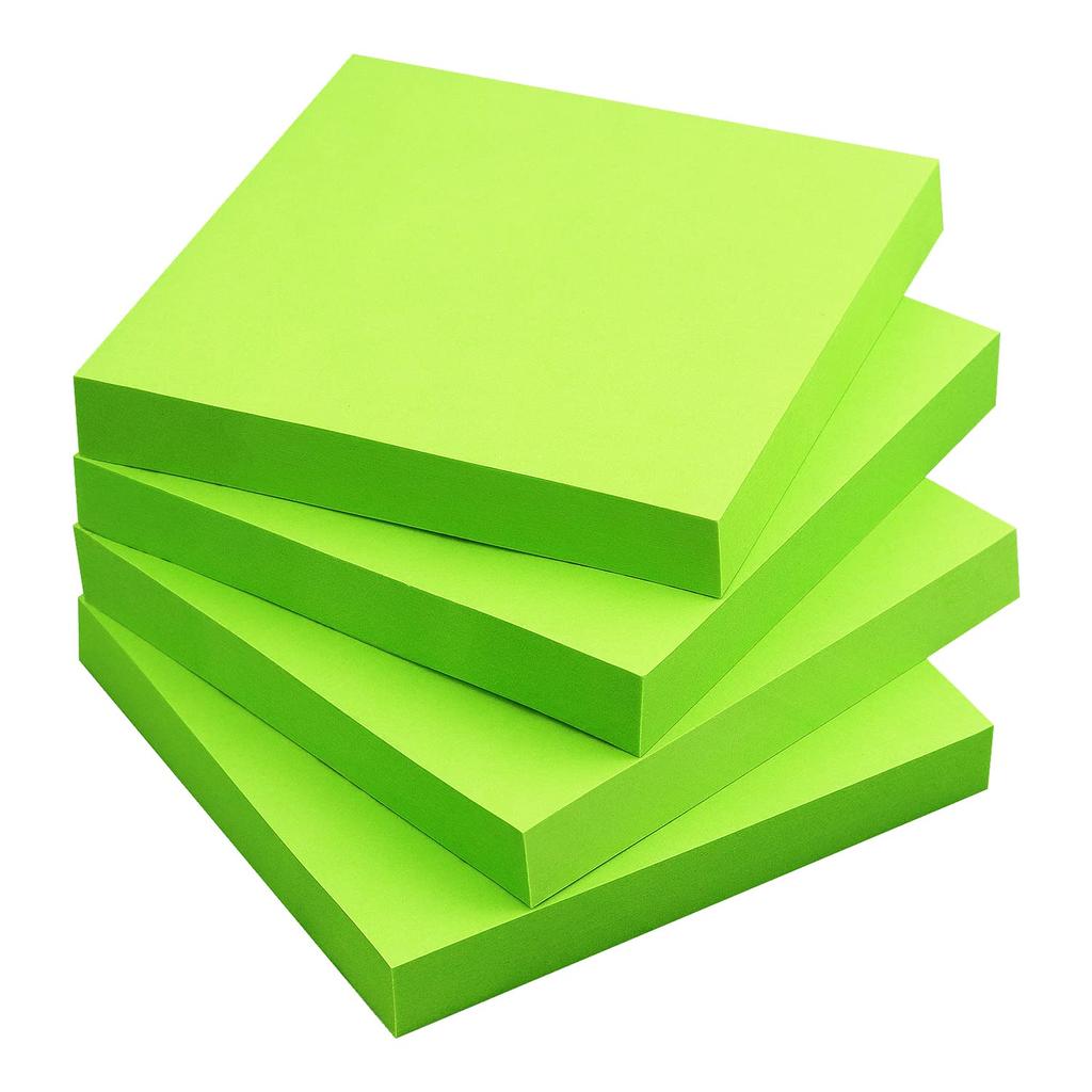 Milan Removable Adhesive Notes Neon Green 3"X3"